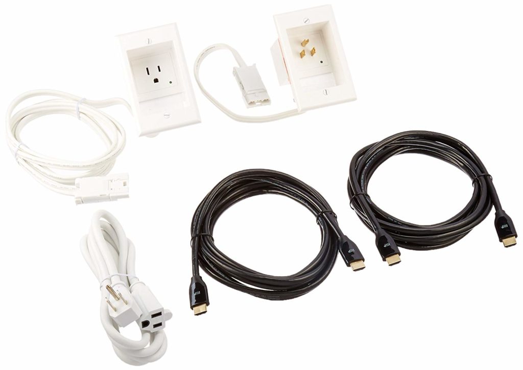 PowerBridge In-Wall Power Connection Kit with Single Power and Cable Management for Wall Mounted HDTV, White